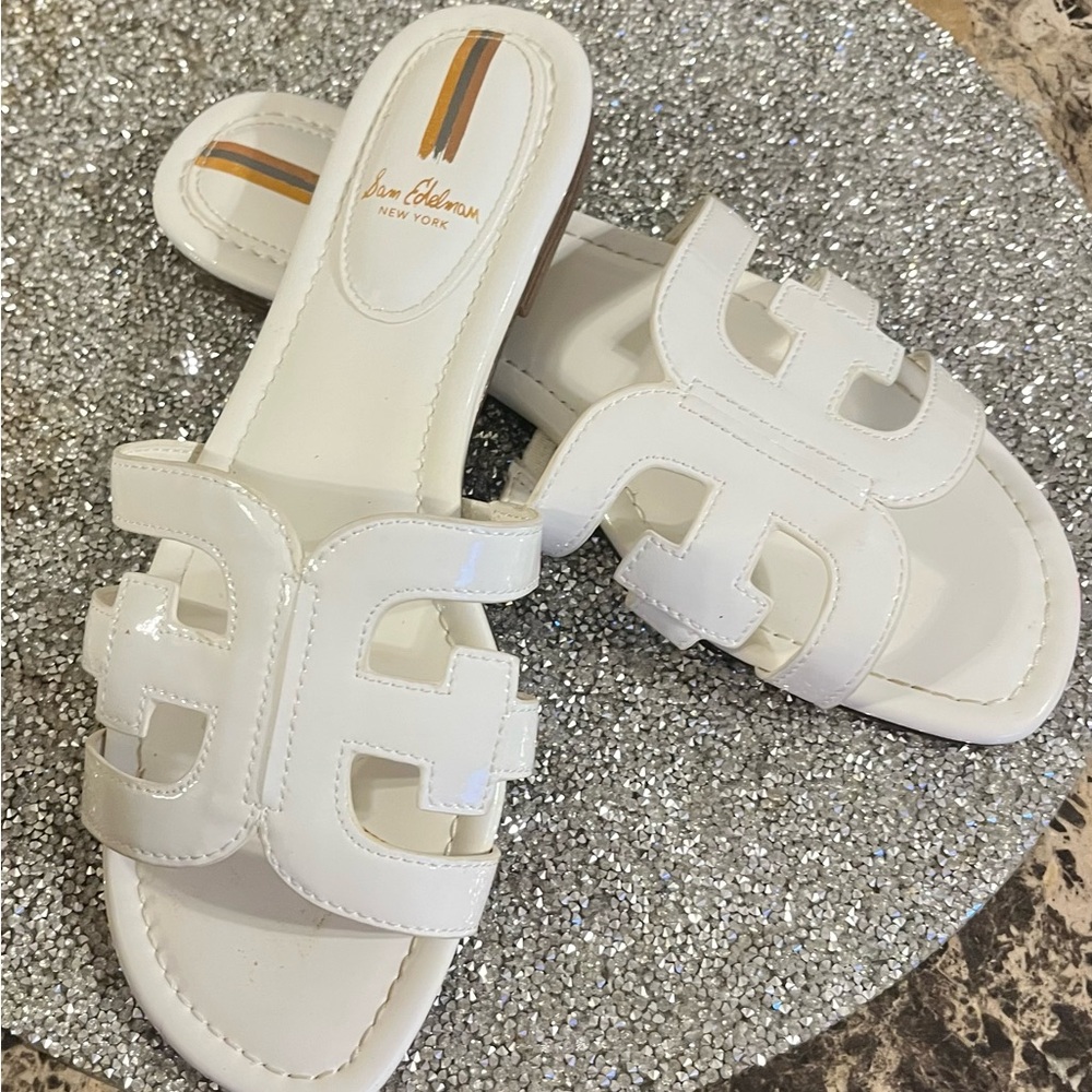 Sam Edelman White Cutout Slide Sandals